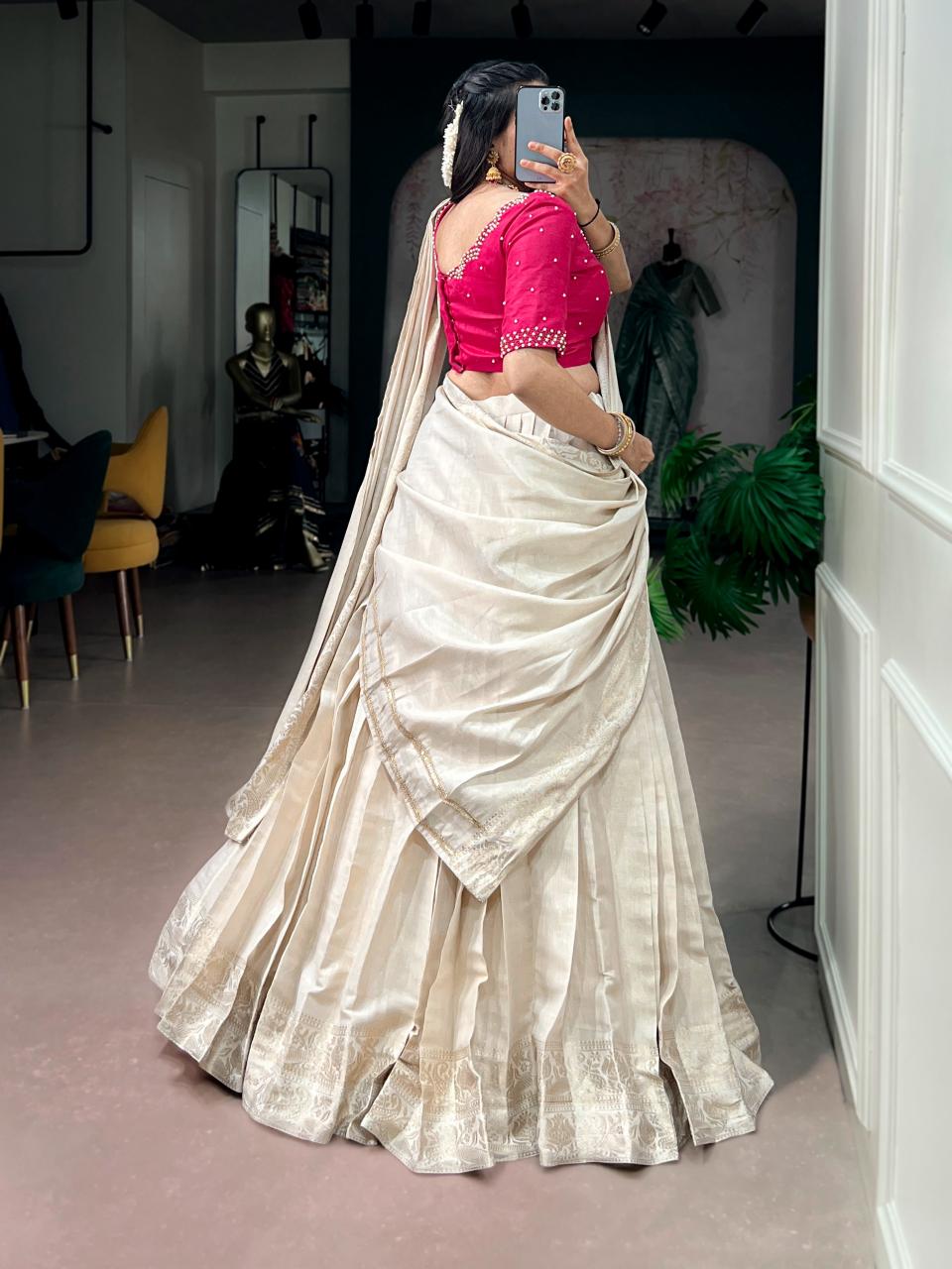 Sabella Poly Kanjivaram catalog surat wholesale half saree lehenga market