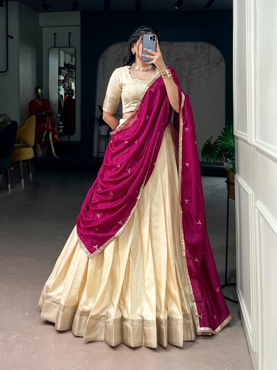 Sabella Poly Kotha Tasar catalog lehenga wholesale market in varanasi