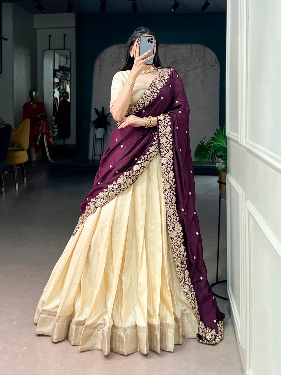 Sabella Poly Kotha Tasar catalog lehenga wholesale market in varanasi