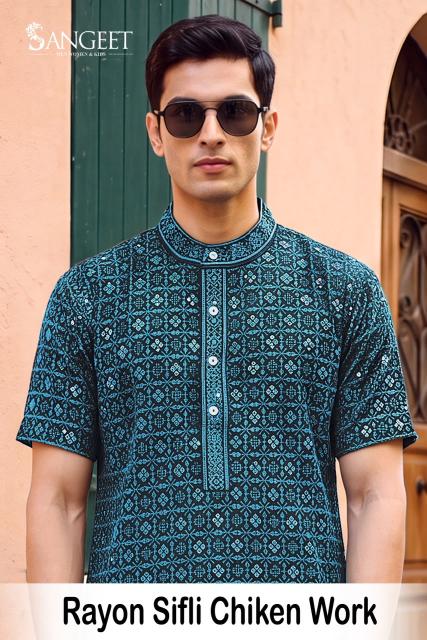 Sangeet Rayon Sifli Chicken work catalog Ethnic mens wear