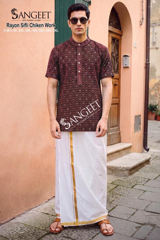 Sangeet Rayon Sifli Chicken work catalog Ethnic mens wear