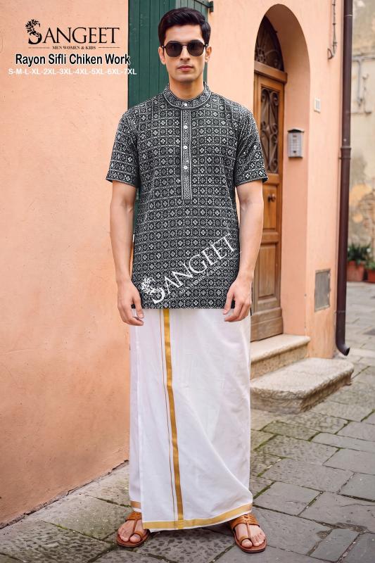 Sangeet Rayon Sifli Chicken work catalog Ethnic mens wear
