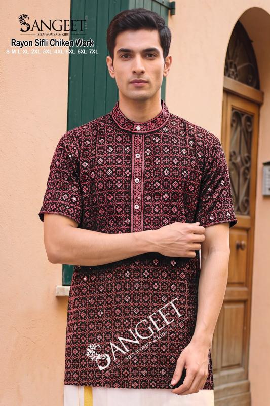 Sangeet Rayon Sifli Chicken work catalog Ethnic mens wear