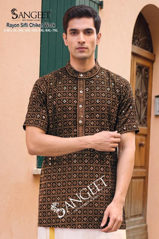 Sangeet Rayon Sifli Chicken work catalog Ethnic mens wear