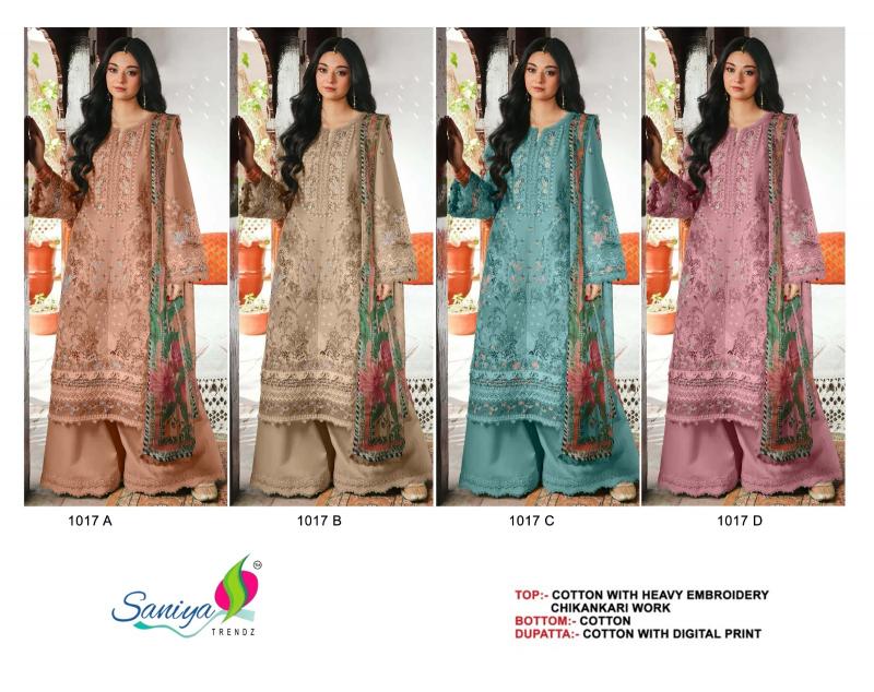 Saniya 1017 catalog pakistani replica suits wholesale surat