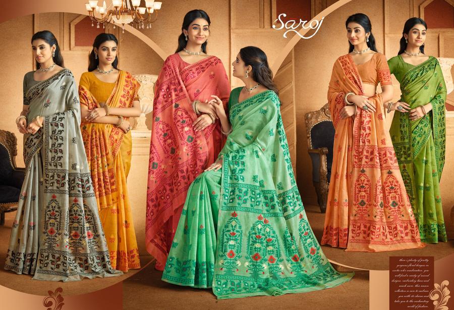 Saroj Madhubani linen vol.1 Linen cotton saree in surat with price wholesale