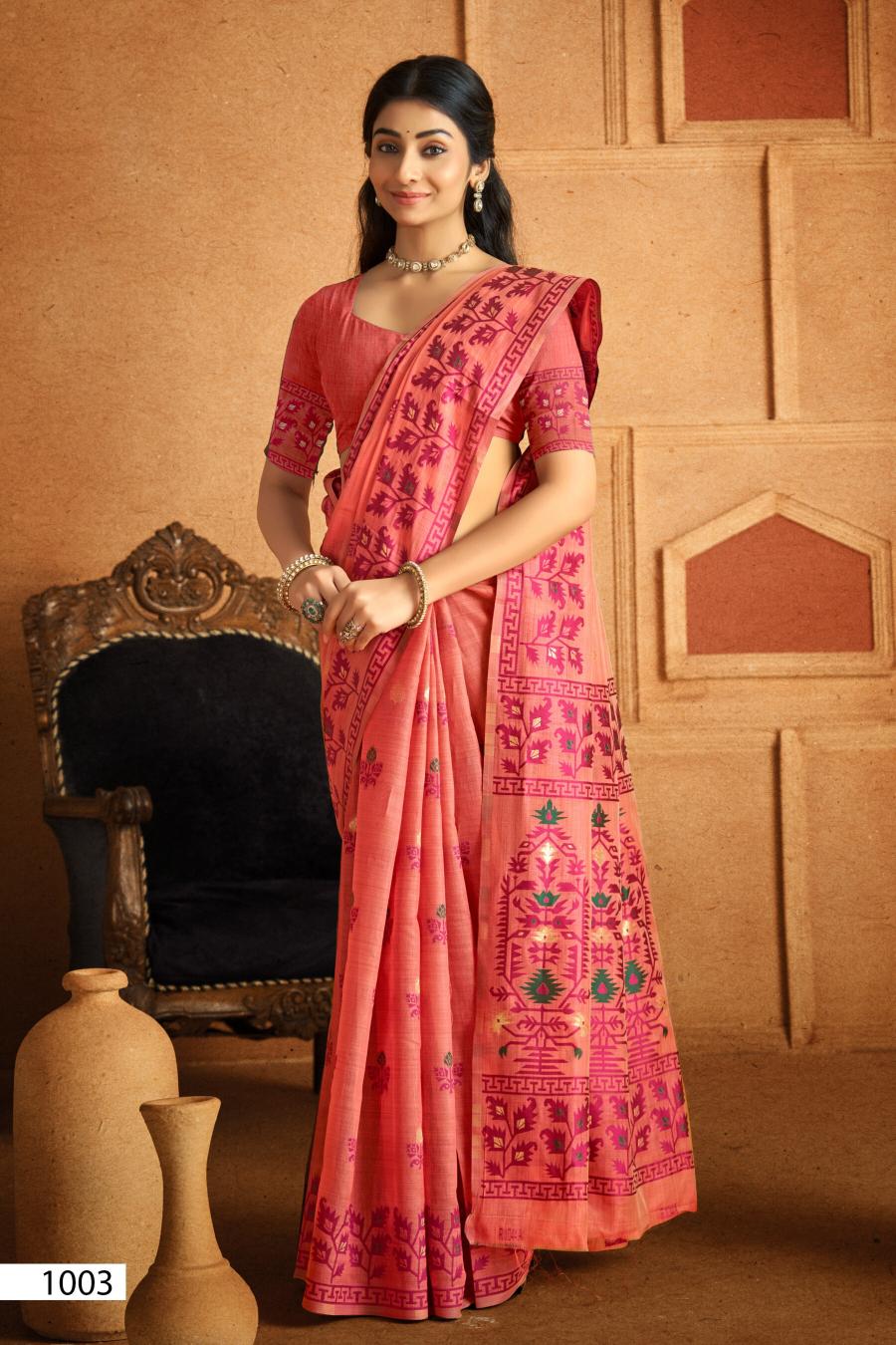 Saroj Madhubani linen vol.1 Linen cotton saree in surat with price wholesale