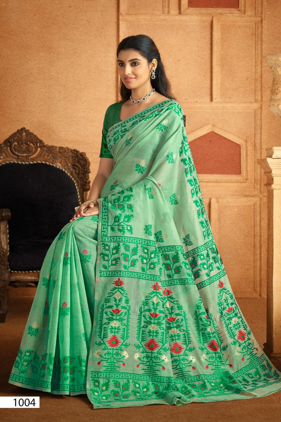 Saroj Madhubani linen vol.1 Linen cotton saree in surat with price wholesale