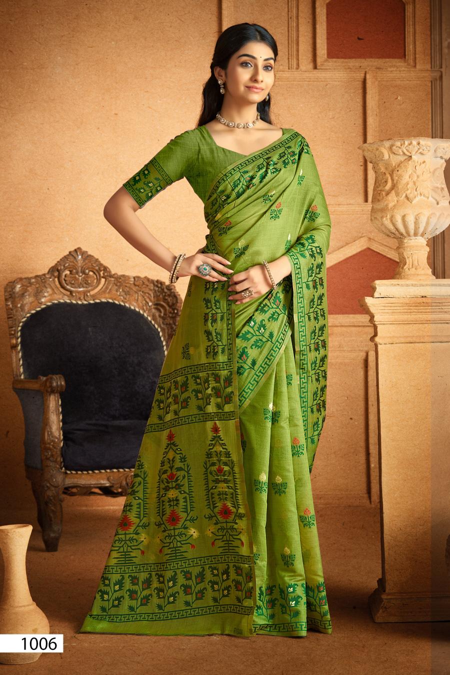 Saroj Madhubani linen vol.1 Linen cotton saree in surat with price wholesale