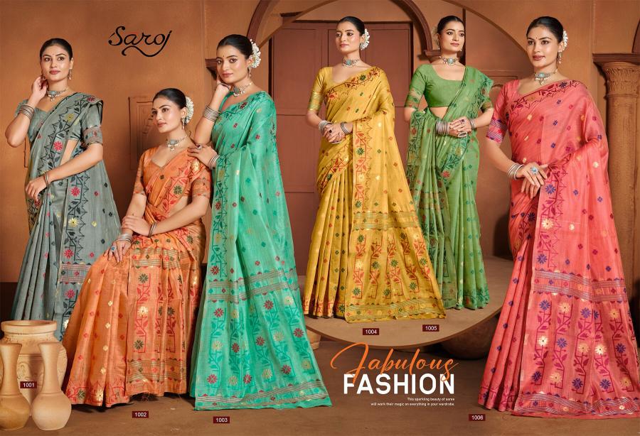 Saroj Madhubani linen vol.2 Linen cotton saree in surat with price wholesale