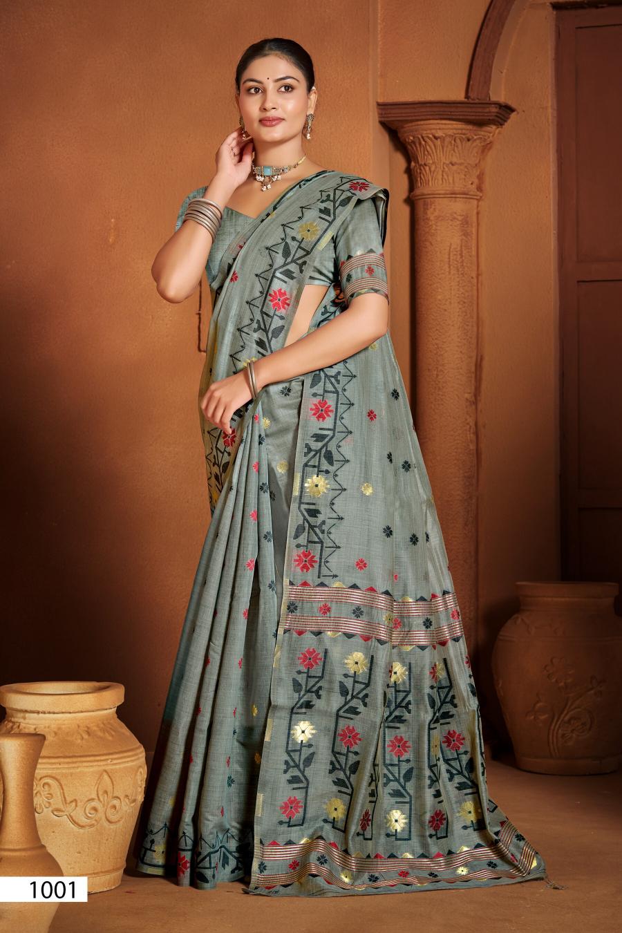 Saroj Madhubani linen vol.2 Linen cotton saree in surat with price wholesale