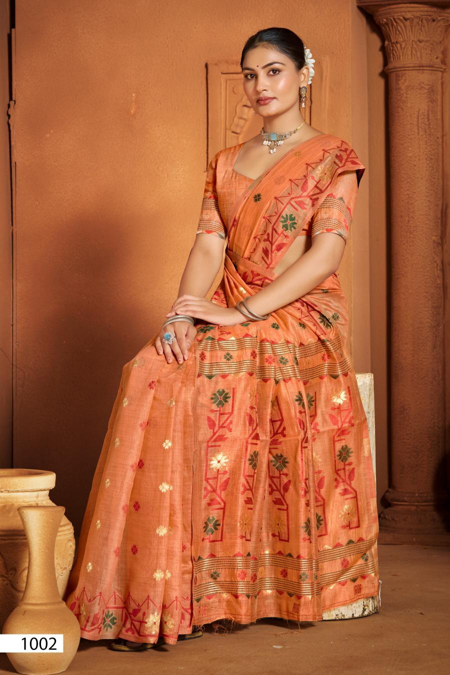 Saroj Madhubani linen vol.2 Linen cotton saree in surat with price wholesale