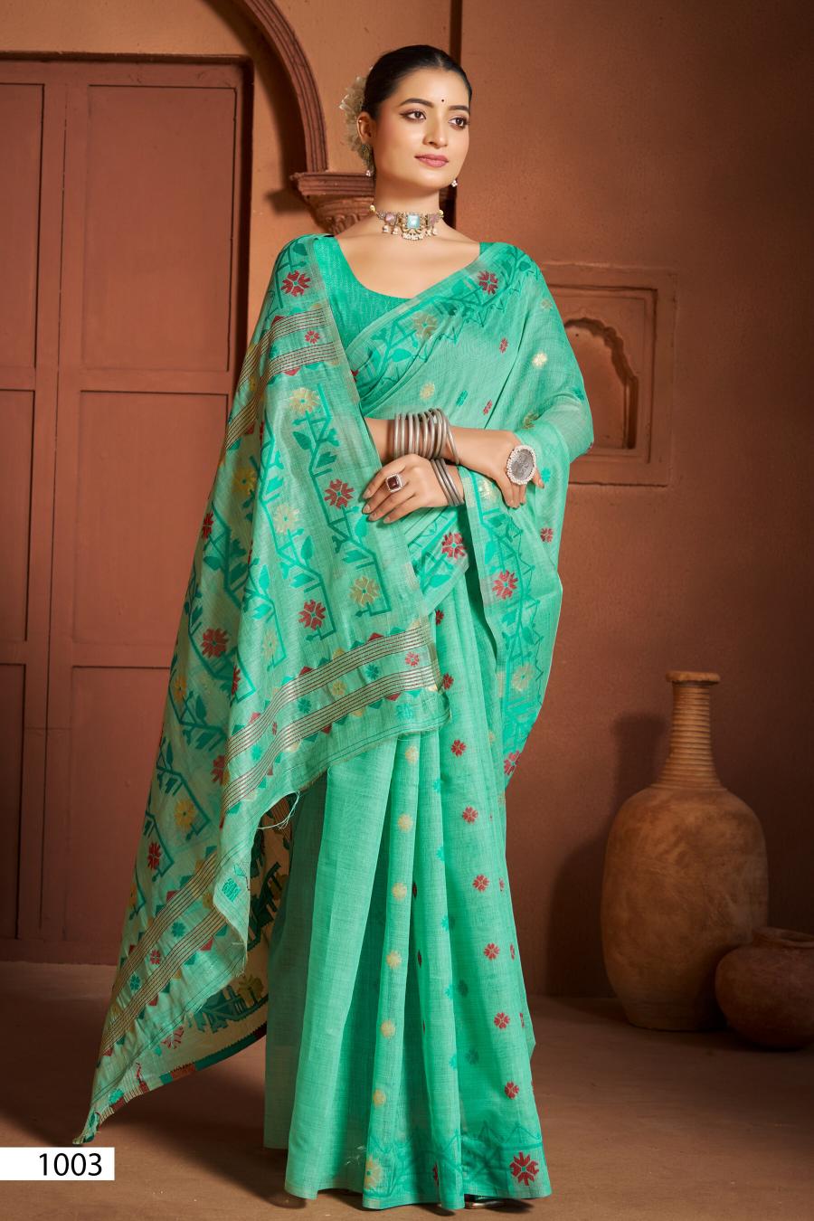 Saroj Madhubani linen vol.2 Linen cotton saree in surat with price wholesale