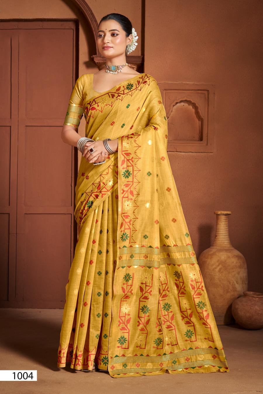Saroj Madhubani linen vol.2 Linen cotton saree in surat with price wholesale