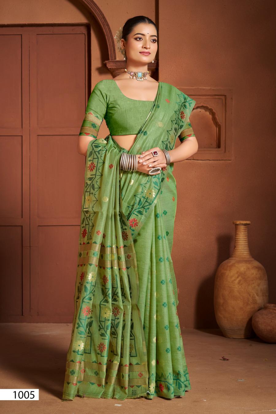 Saroj Madhubani linen vol.2 Linen cotton saree in surat with price wholesale