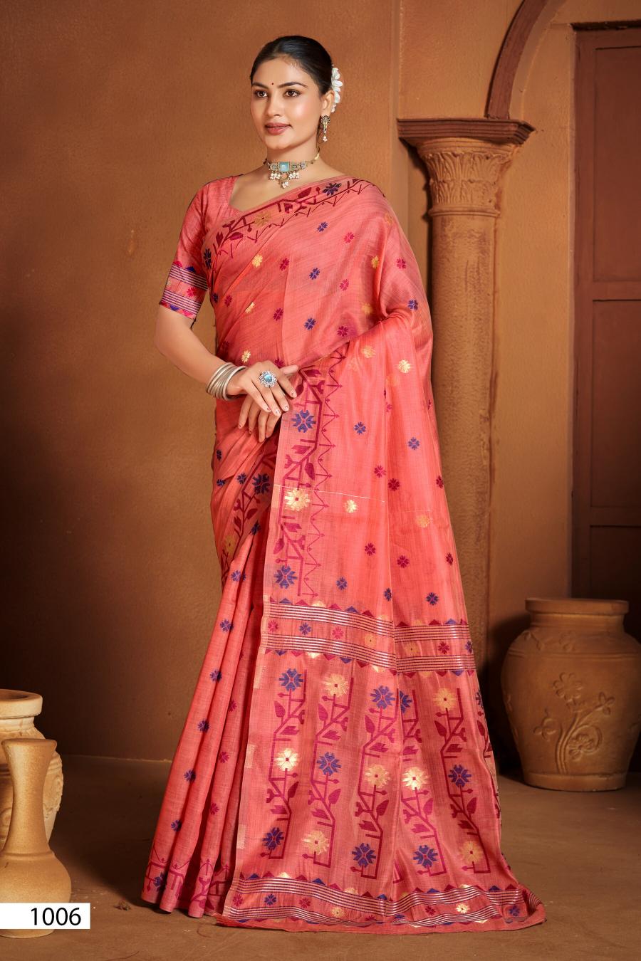 Saroj Madhubani linen vol.2 Linen cotton saree in surat with price wholesale