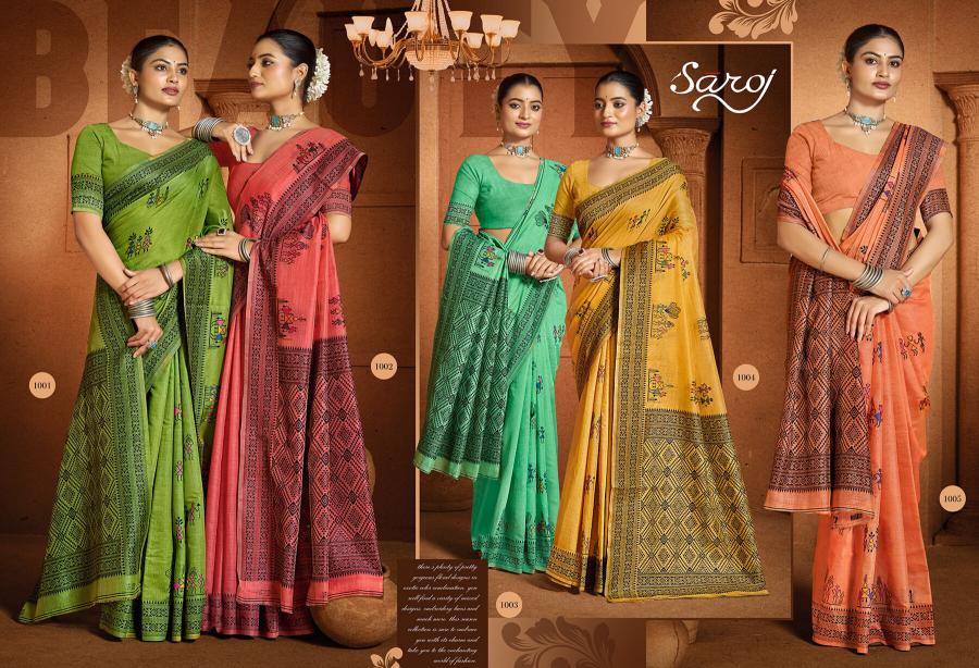 Saroj Mandakini linen vol.1 Linen cotton saree in surat with price wholesale