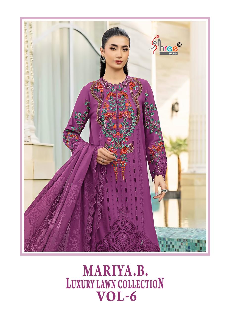 Shree Fabs Mariya B Luxury Lawn Collection Vol 6 catalog Chiffon Dupatta pakistani designer suits wholesale uk