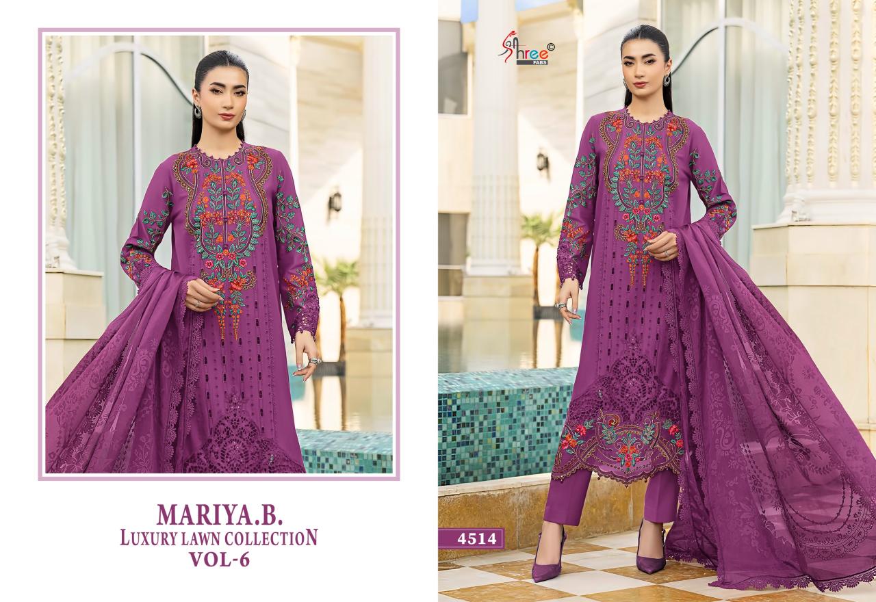 Shree Fabs Mariya B Luxury Lawn Collection Vol 6 catalog Cotton Dupatta pakistani designer suits wholesale in india