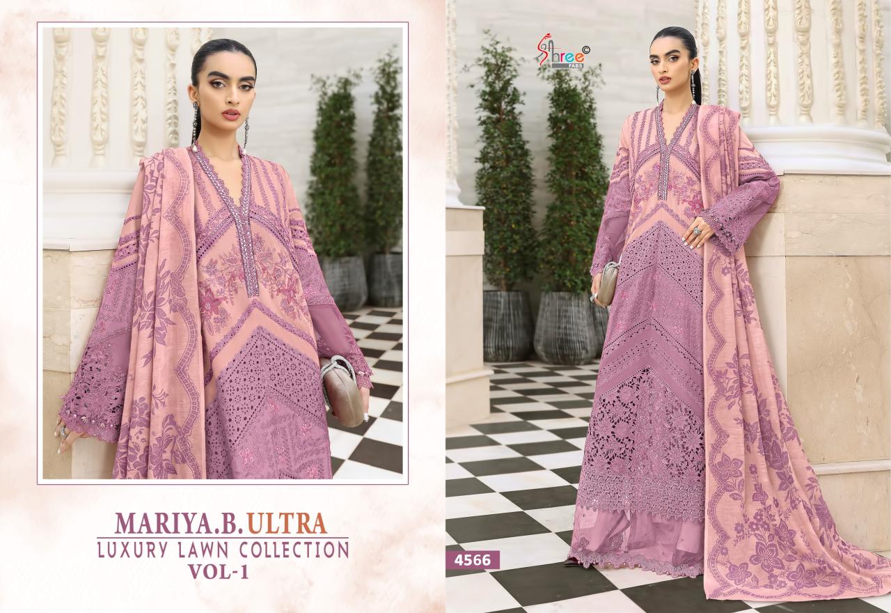 Shree Fabs Mariya B Ultra Luxury Lawn Collection Vol 1 catalog Chiffon Dupatta pakistani suits at wholesale price in delhi