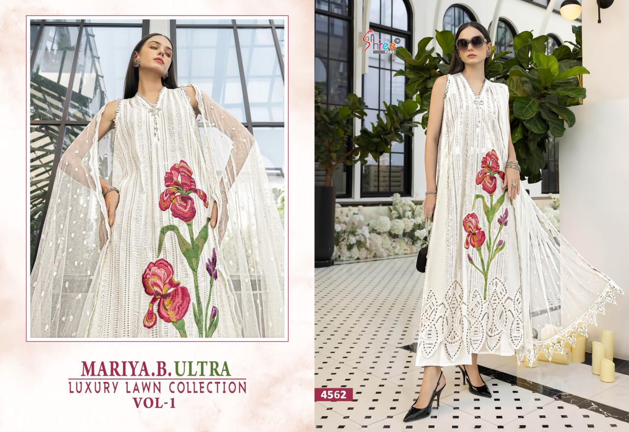 Shree Fabs Mariya B Ultra Luxury Lawn Collection Vol 1 catalog Chiffon Dupatta pakistani suits at wholesale price in delhi