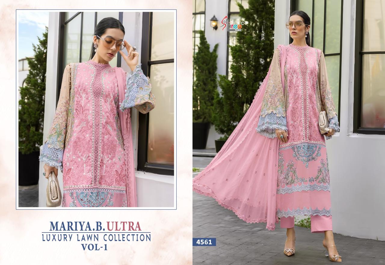 Shree Fabs Mariya B Ultra Luxury Lawn Collection Vol 1 catalog Chiffon Dupatta pakistani suits at wholesale price in delhi