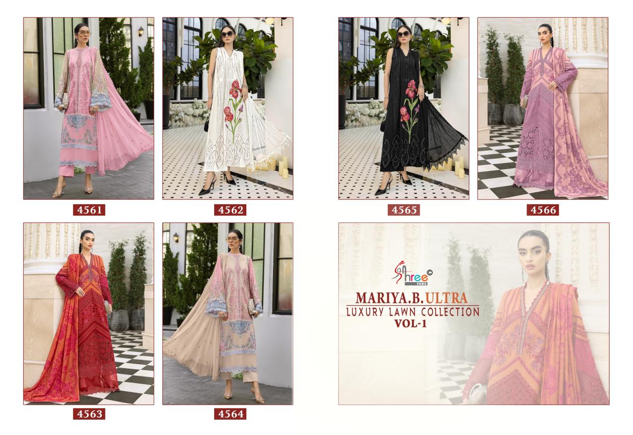 Shree Fabs Mariya B Ultra Luxury Lawn Collection Vol 1 catalog Cotton Dupatta pakistani suits importer wholesaler delhi