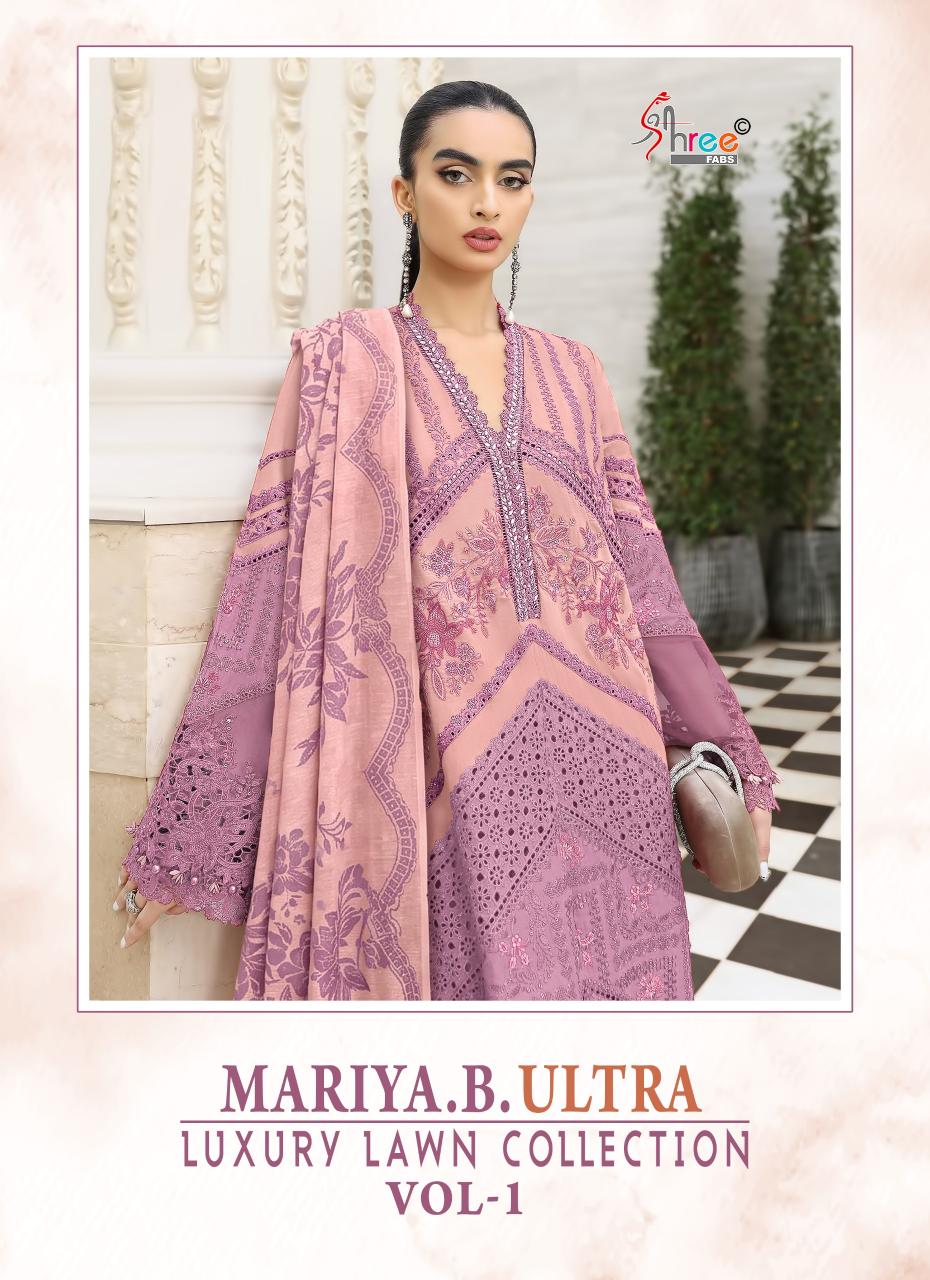 Shree Fabs Mariya B Ultra Luxury Lawn Collection Vol 1 catalog Cotton Dupatta pakistani suits importer wholesaler delhi