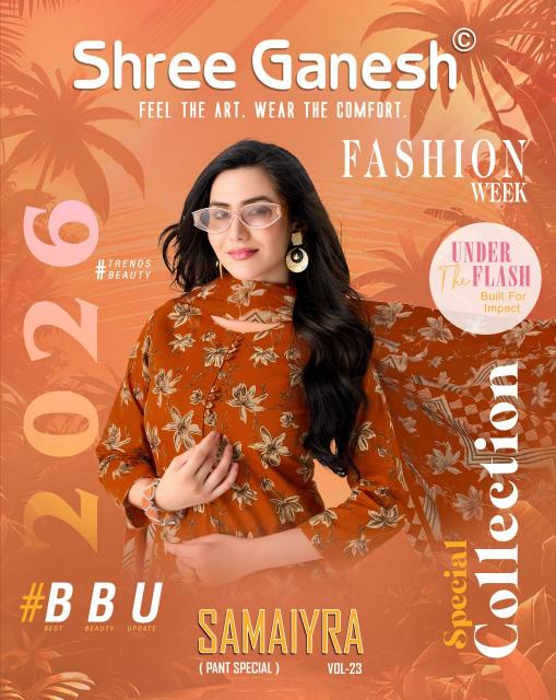 Shree Ganesh Samaiyra Vol-23 – Kurti Pant With Dupatta - Wholesale Catalog