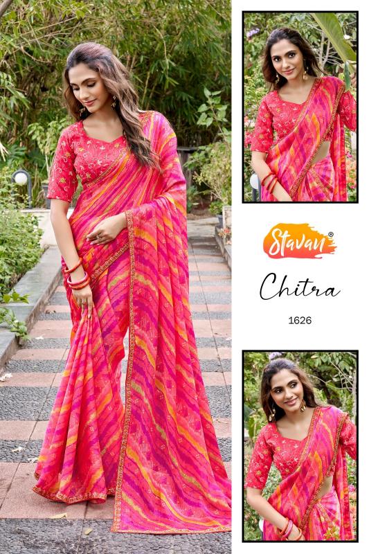 Stavan Chitra catalog chiffon sarees wholesale 