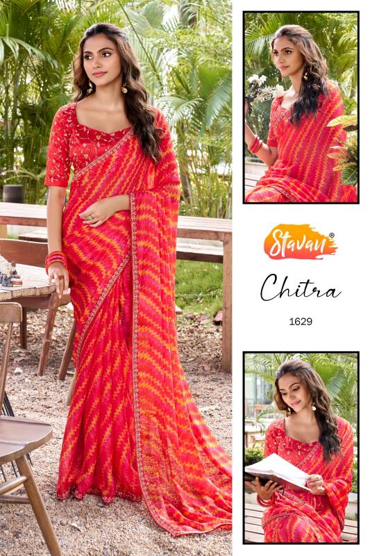 Stavan Chitra catalog chiffon sarees wholesale 
