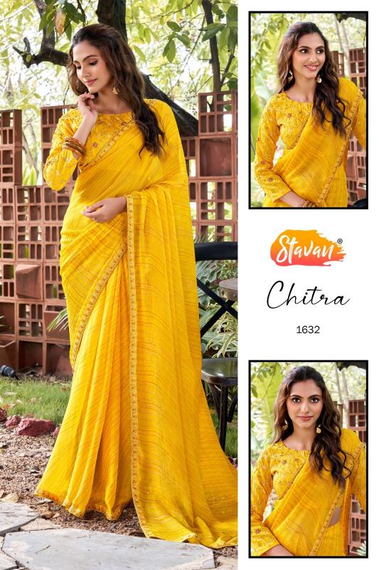 Stavan Chitra catalog chiffon sarees wholesale 