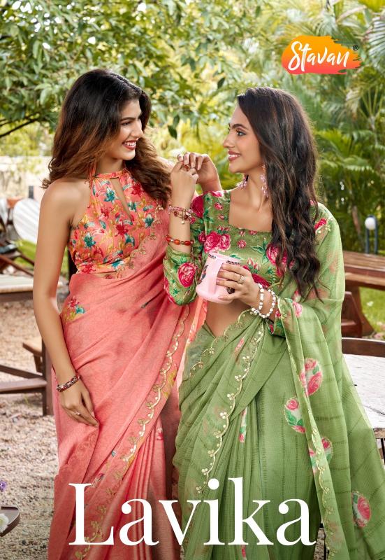 Stavan Lavika catalog pure chiffon saree wholesalers