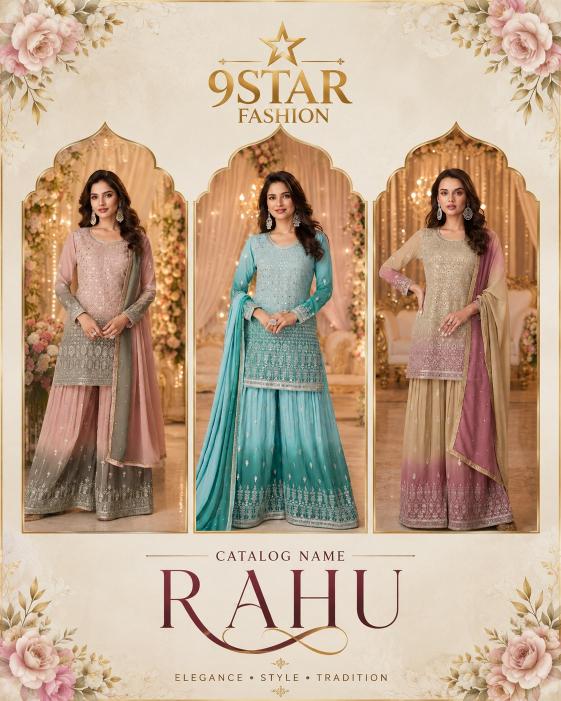 9star Fashion Rahu catalog georgette kurti wholesaler in ahmedabad