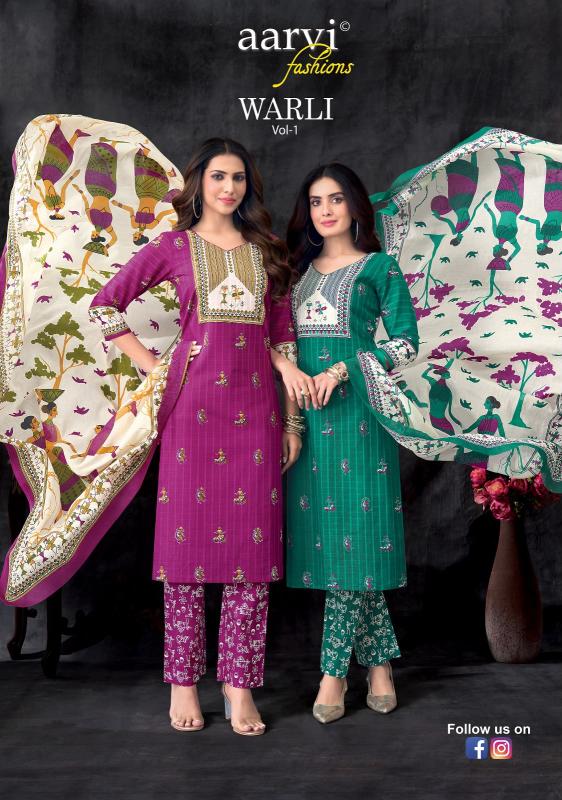 Aarvi Warli Vol-1 – Kurti Pant With Dupatta - Wholesale Catalog