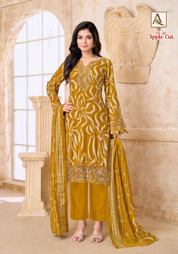 Alok Apple cut catalog wholesale ladies dress material suppliers in surat