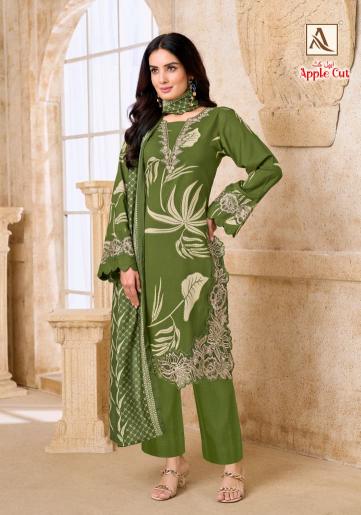 Alok Apple cut catalog wholesale ladies dress material suppliers in surat