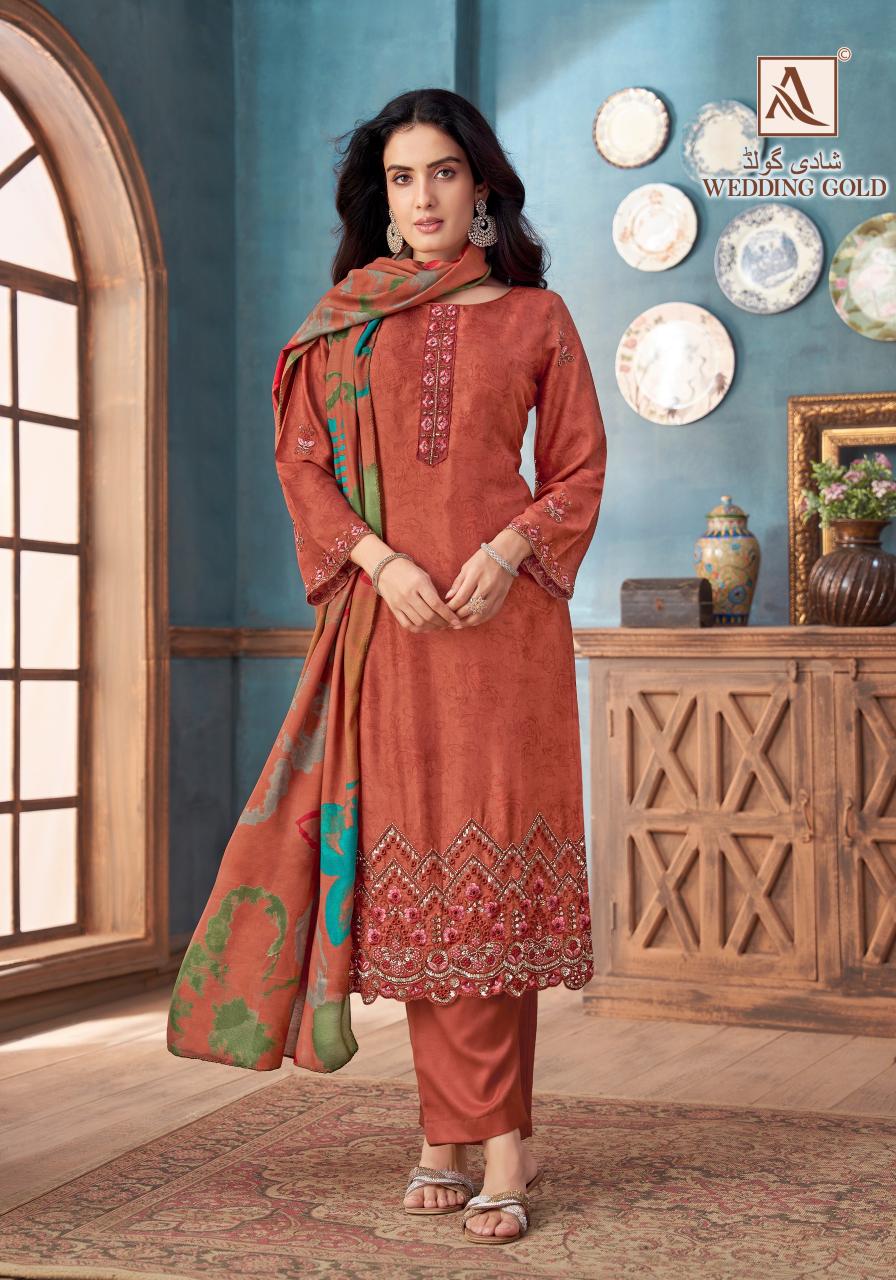 Alok Wedding Gold catalog surat dress materials