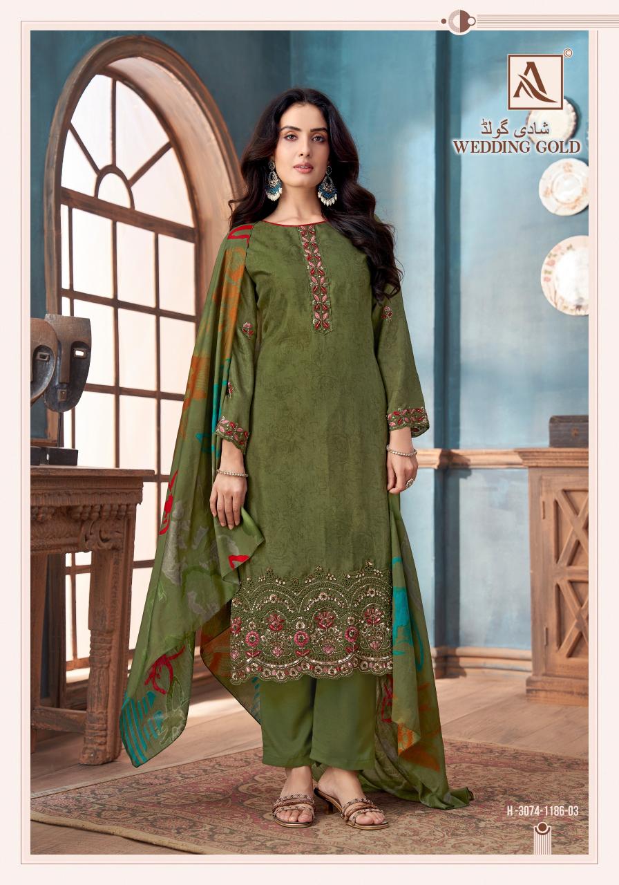 Alok Wedding Gold catalog surat dress materials