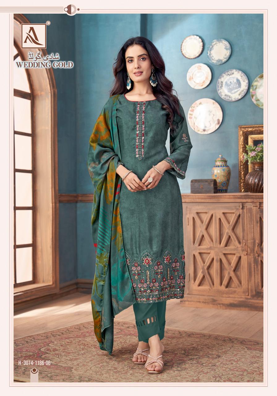 Alok Wedding Gold catalog surat dress materials