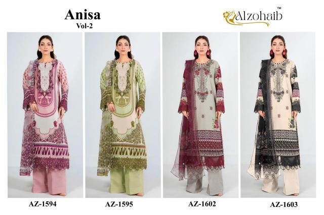 Alzohaib Az Anisa Vol 2 catalog Chiffon Dupatta pakistani suits wholesale mumbai