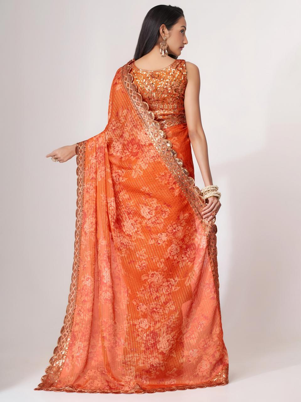 Dazira 1102 Orange catalog wholesale designer saree market in mumbai