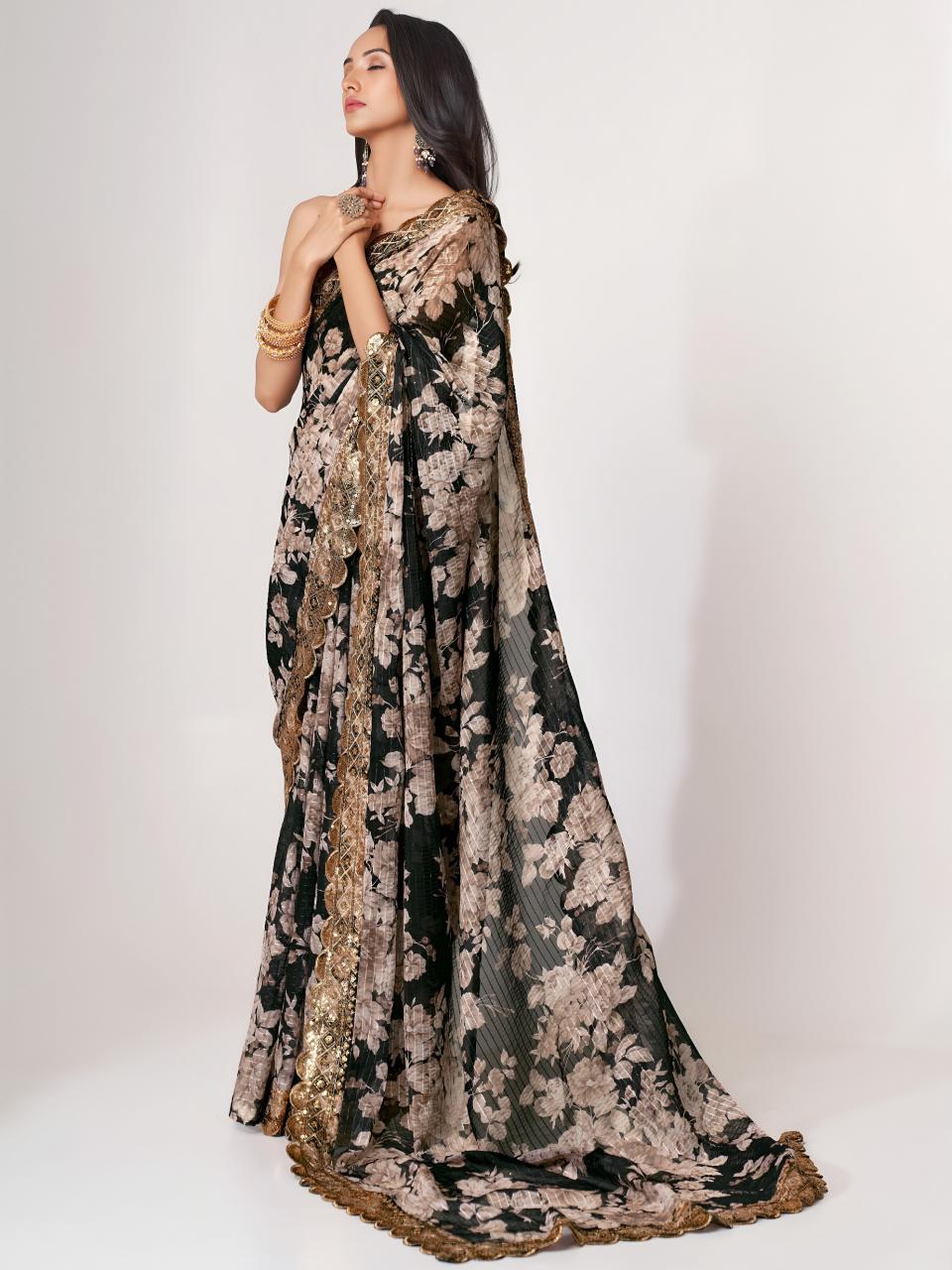 Dazira 1103 Black catalog pakistani saree wholesale