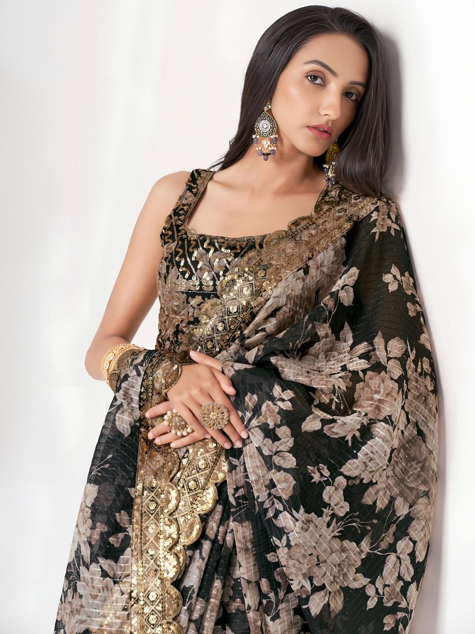 Dazira 1103 Black catalog pakistani saree wholesale
