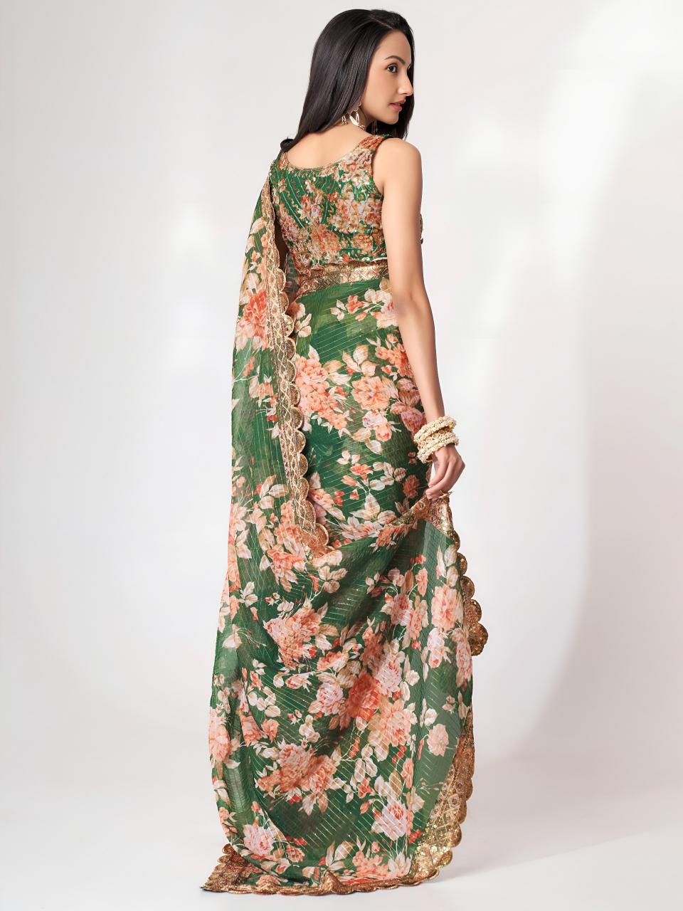 Dazira 1105 Green catalog organza sarees wholesale in hyderabad