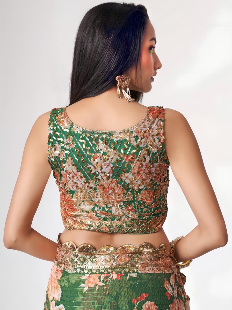 Dazira 1105 Green catalog organza sarees wholesale in hyderabad