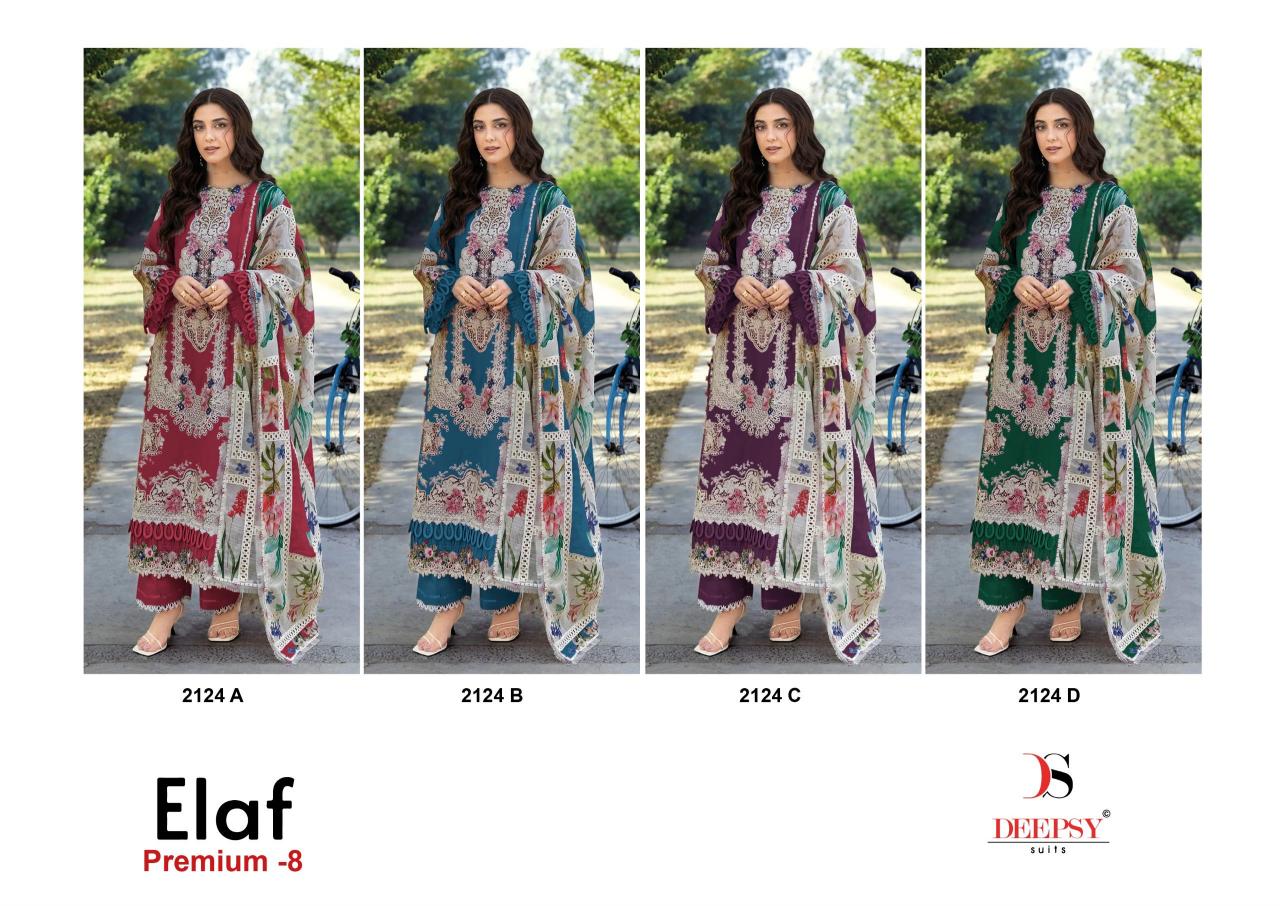 Deepsy Elaf Premium 2124 ABCD catalog pakistani designer suits surat wholesalers