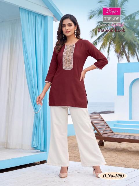 Diya Trends Fashion Look catalog wholesaler tops kurtis surat