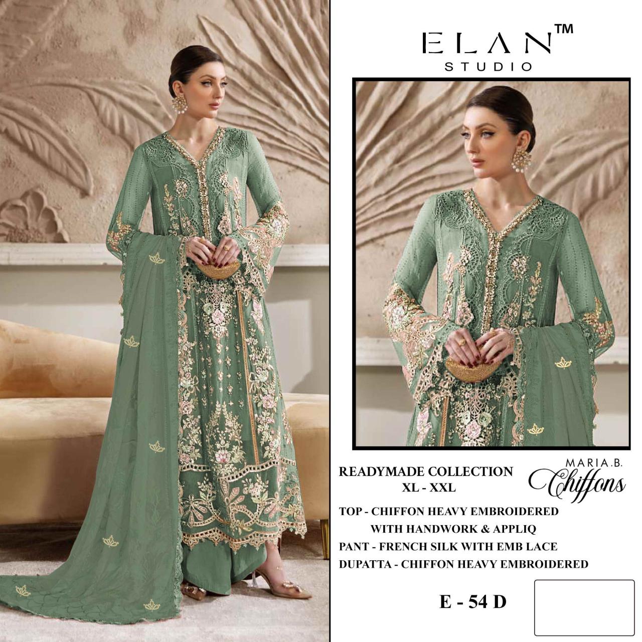 Elan E 54 Maria B Chiffon catalog pakistani suits wholesale surat