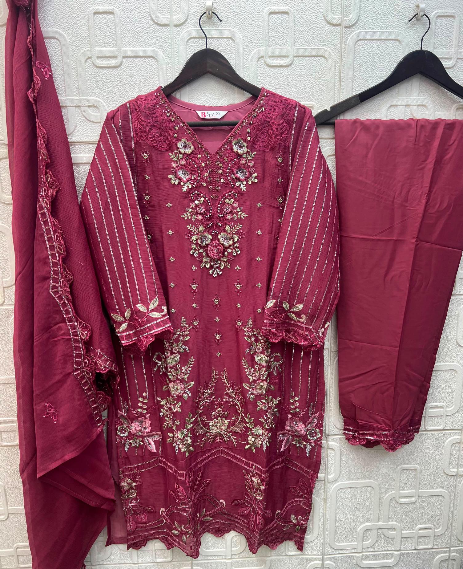 Elan E 54 Maria B Chiffon catalog pakistani suits wholesale surat